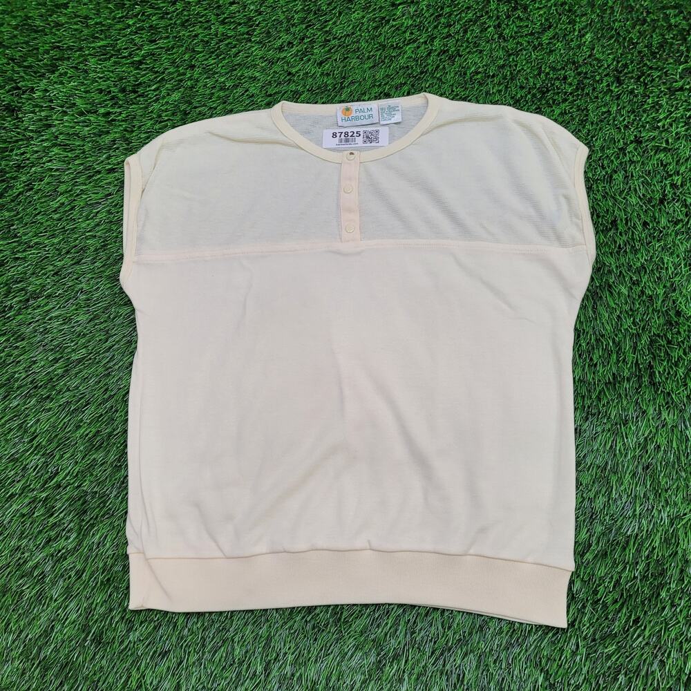 Vintage Palm-Harbour Henley Mesh Shirt Womens Small 18x22 Pastel Sleeveless